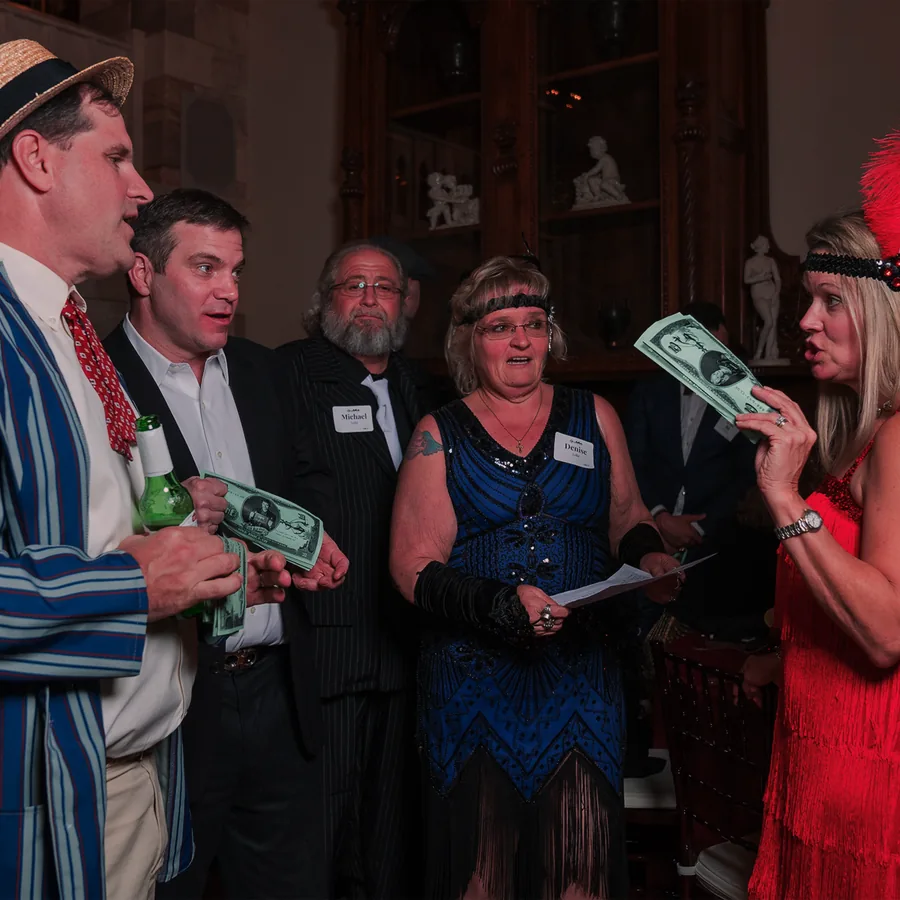 Guests at a Murder Mystery Company public dinner show in Phoenix