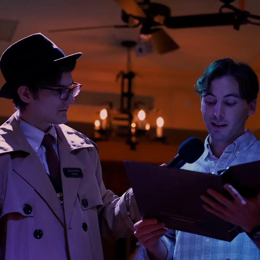 Professional actors performing at a Phoenix murder mystery