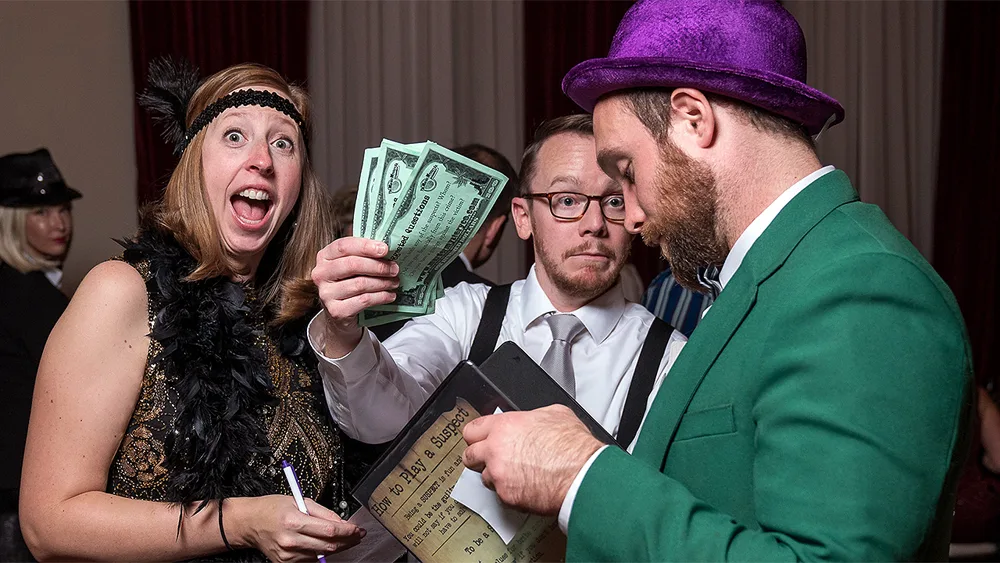 Guests enjoying a Phoenix murder mystery party